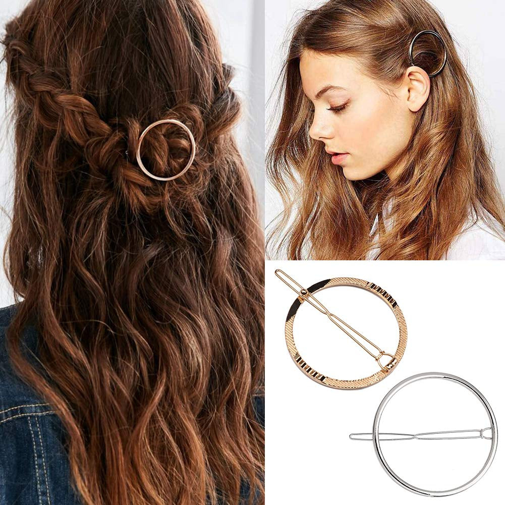 Gold Silver Minimalist Hair Clips Dainty Feather Hollow Hair Clips Set Feather Hair Pins Geometric Barrette Hair Accessories for Women