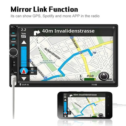 7"Touch Screen 2Din Car Multimedia Player Audio Stereo Support Bluetooth Mirror Link Rear View Camera Built-In Car DVR System with Optional Camera