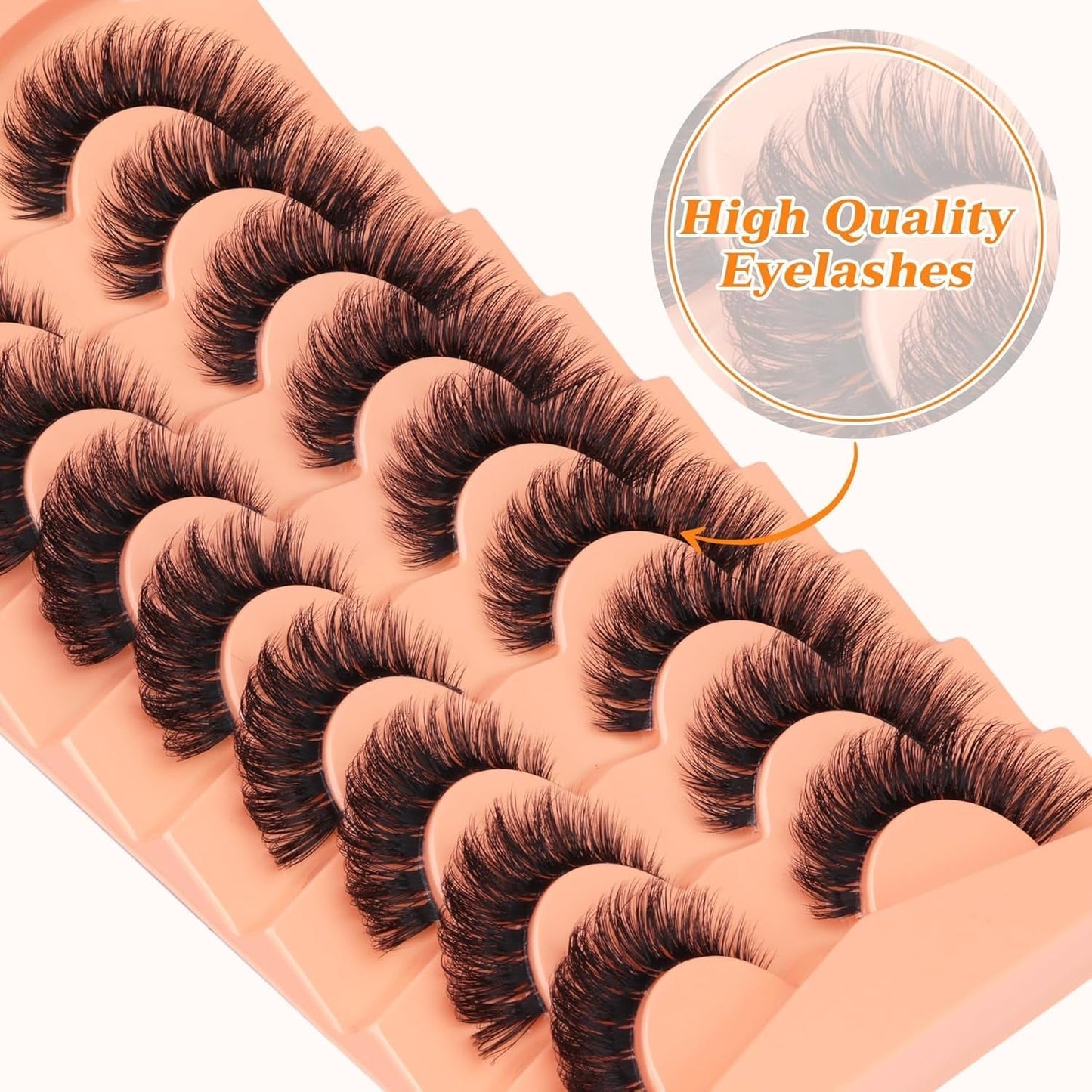 False Eyelashes Russian Strip Lashes Wispy Mink Lashes Fluffy D Curl Fake Lashes like Eyelash Extension Lash Strips 9 Pairs Pack