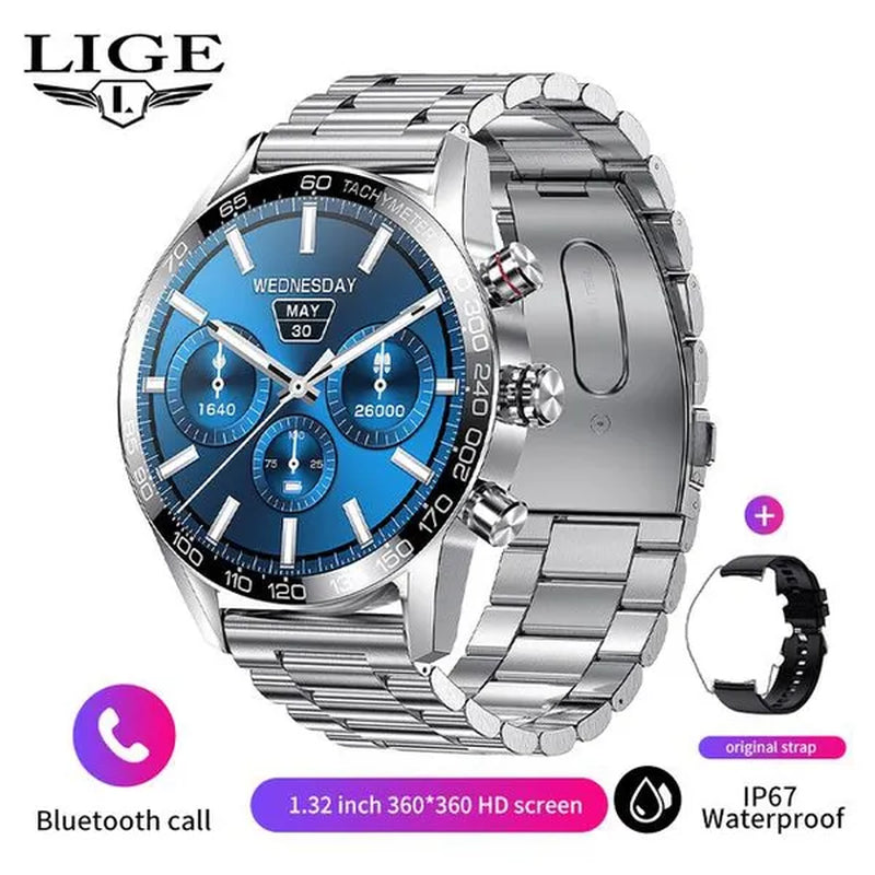 LIGE Newest Bluetooth Call Smart Watches for Men Sports Fitness Tracker Waterproof Smartwatch Large HD Screen Health Bracelet Montre Connecter