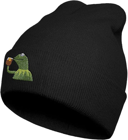 Funny Beanies Hat, Men'S and Women'S Winter Warm Black Fashion Cool Embroidered Knit Hat