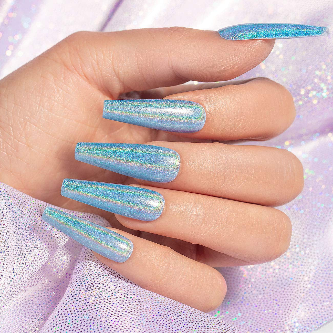Holographic Gel Nail Polish Set 3PCS Green Blue Black Nail Polish Kit Non-Toxic Long Lasting Nail Gel Mermaid Glitter Gel Polish for Nail Art DIY Nail Set at Home