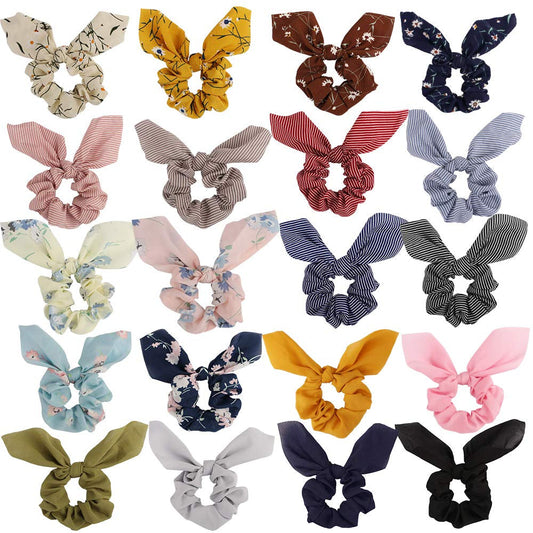 20 Pack Hair Scrunchies for Women, Adorable Chiffon Bow Scrunchies for Thick Hair, Bunny Ear Scrunchies Elastic Bulk Scrunchies Hair Accessories Hair Ties for Girls Multi-Colored2