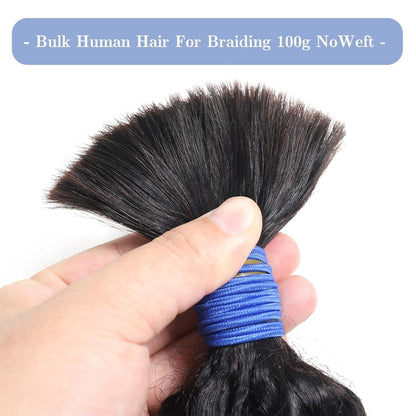 Deep Wave Bulk Human Hair for Braiding No Weft 100G (One Bundles) 100% Unprocessed Brazilian Virgin Human Hair Extensions Human Braiding Hair for Micro Braids Wet and Wavy Curly Deep Bulk 18 Inch