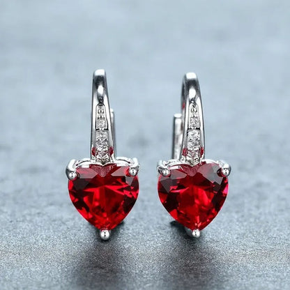 Luxury Women'S Fashion Silver Plated Zircon Earrings Birthstone Hoop Earrings Green Cubic Zirconia Drop Earrings for Women Heart Clip on Earrings Bride Princess Wedding Engagement Earring Anniversary Gift Jewelry