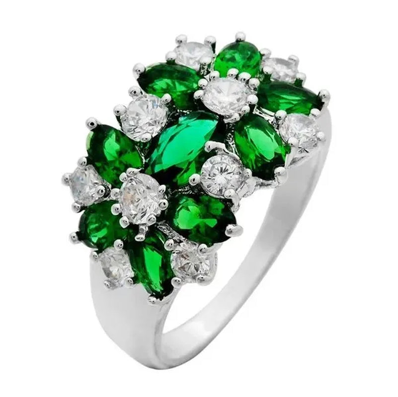 5-Color Natural 6.69CT White/Alexandrite/Sapphire/Ruby/Emerald Diamond 14K White Gold Wedding Ring Size 6-10
