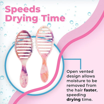 Speed Dry Hair Brush - Watermark (Color Wash) - Vented Design and Ultra Soft Heatflex Bristles Are Blow Dry Safe with Ergonomic Handle Manages Tangle and Uncontrollable Hair - Pain-Free