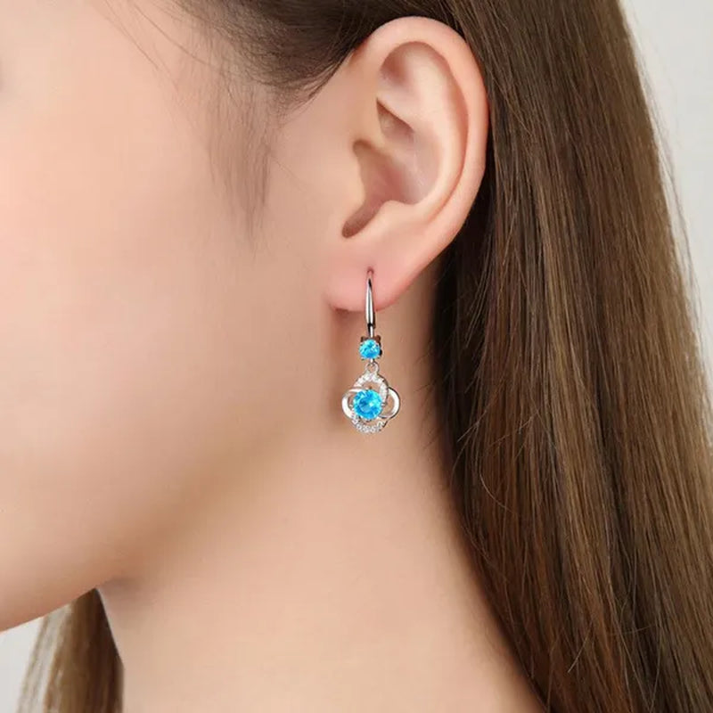 Female Fashion S925 Silver Earrings Ladies Temperament Earrings Water Drop Long Earrings Engagement Earrings Diamond Earrings