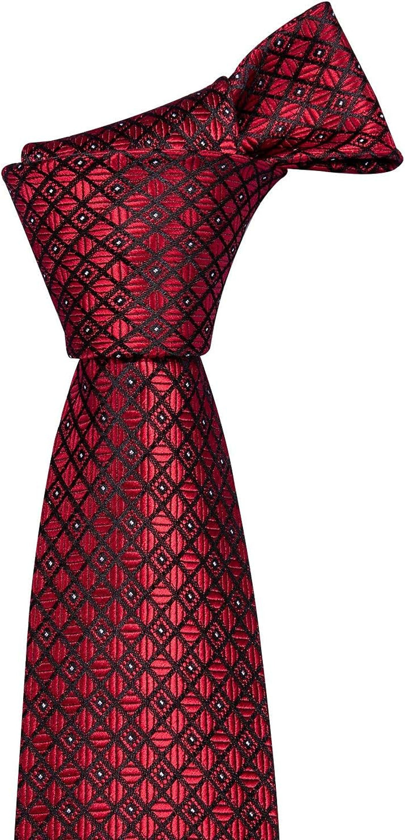 Men'S Tie Set Polka Dot Handkerchief Cufflinks Plaid Fashion Neckties Wedding Business