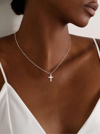 Cross Necklace for Women, 925 Sterling Silver or 16K Gold Plated Cross Pendant Necklace Dainty Non-Tarnish Faith Jewelry Christmas Christian Gifts