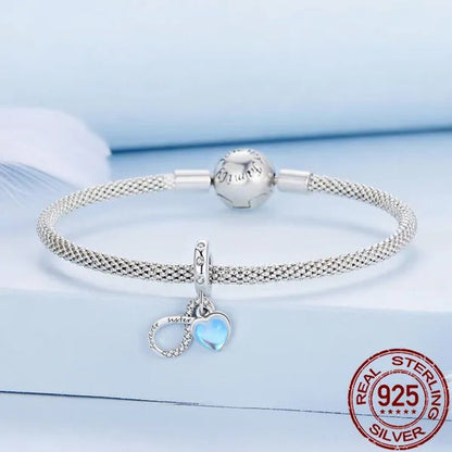 925 Sterling Silver Eternal Sisterhood Pendant Infinite Symbol Love Heart Zircon Pendant Charm for Women Bracelet Necklace DIY