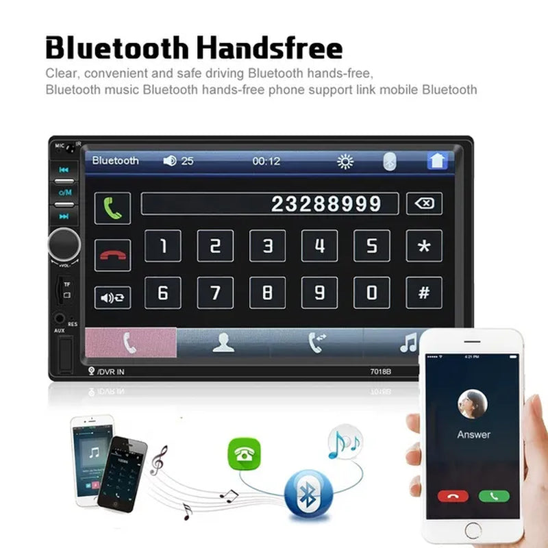 7"Touch Screen 2Din Car Multimedia Player Audio Stereo Support Bluetooth Mirror Link Rear View Camera Built-In Car DVR System with Optional Camera