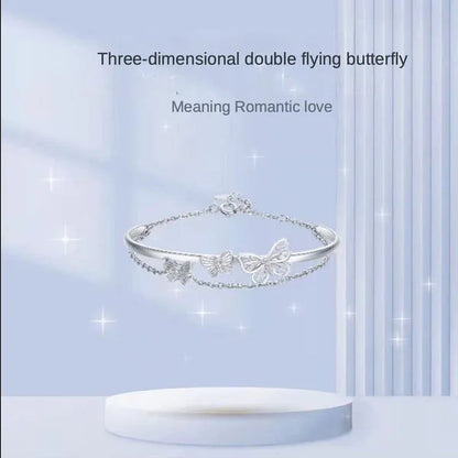 Double Butterfly Chain Bracelet Fairy All-Match Jewelry Sweet Gift