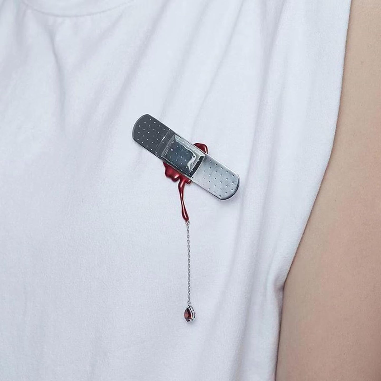 Simulation Band Aid Metal Tassels Brooch Studded Diamonds Badge Pin Female Street Brooches Accessory