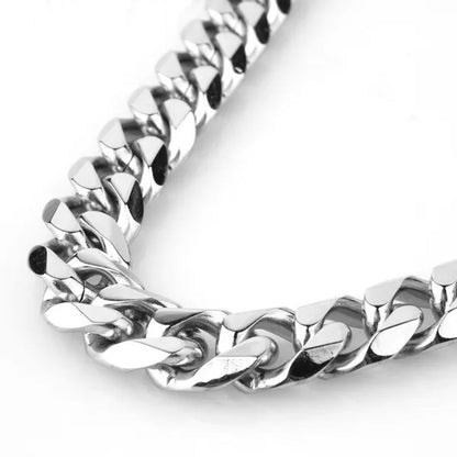 5/7/10/12/15mm Men's and Women's Chain Stainless Steel Silver Cuban Link Curb Chain Necklace or Bracelet