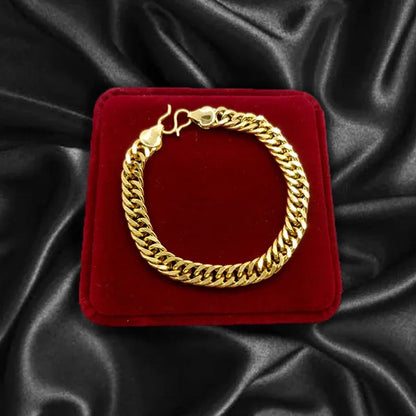 24K Solid Gold Twisted Pattern Bracelet Set Men's and Women's Bracelets Gold Jewelry