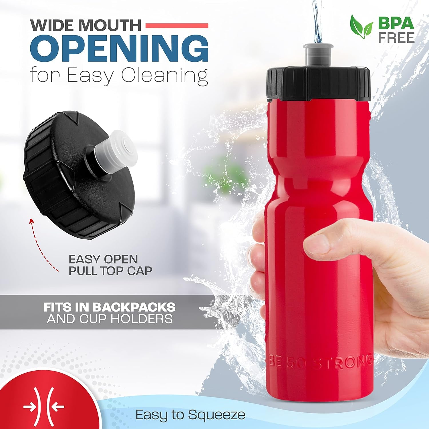 Sports Water Bottles – Reusable 22 Oz Bpa-Free Plastic Bottles with Pull Top Cap – Made in USA – Top Rack Dishwasher Safe – Fits Most Bike Cages Brand - WORLD TIME VISITS