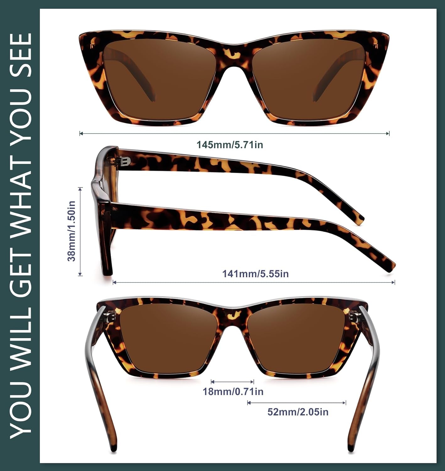Narrow Small Vintage Polarized Cat Eye Sunglasses for Women