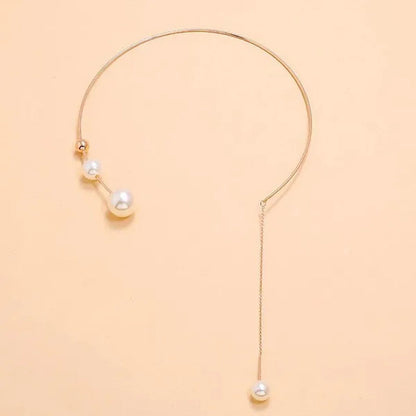 1Pcs Pearl Choker Necklace Elegant Big White Imitation Pearl Choker Necklace Clavicle Chain Fashion Necklace for Women Wedding Jewelry Collar