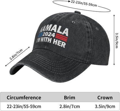 I'M with Her Kamala Vote for 2024 President Kamala Harris Hats Hat Classic Fashion Cap for Men Women