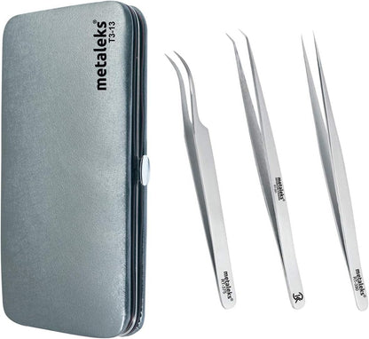 3 Pcs Russian Volume Japanese Stainless Steel Tweezers for Eyelash Extension (Matt Finish) - WORLD TIME VISITS