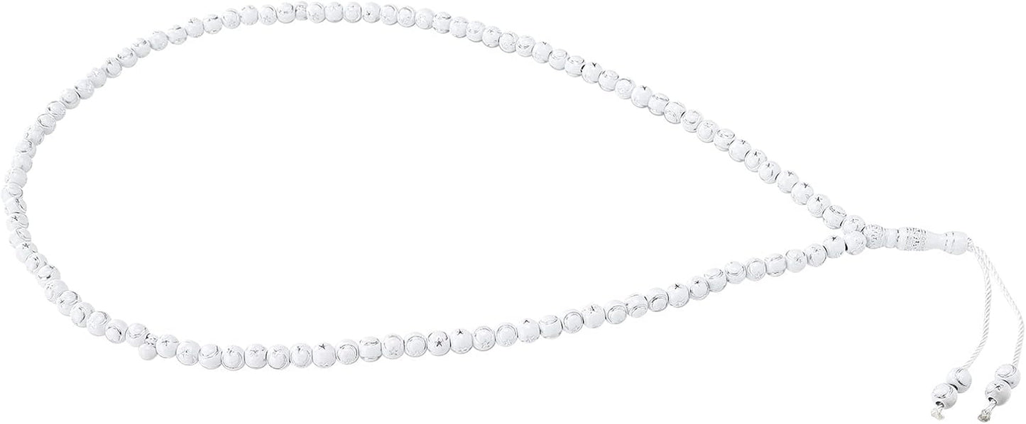 Islamic Prayer Beads, Muslim Rosary Beads 99 Grains Resin Gilding Religious Article(White)
