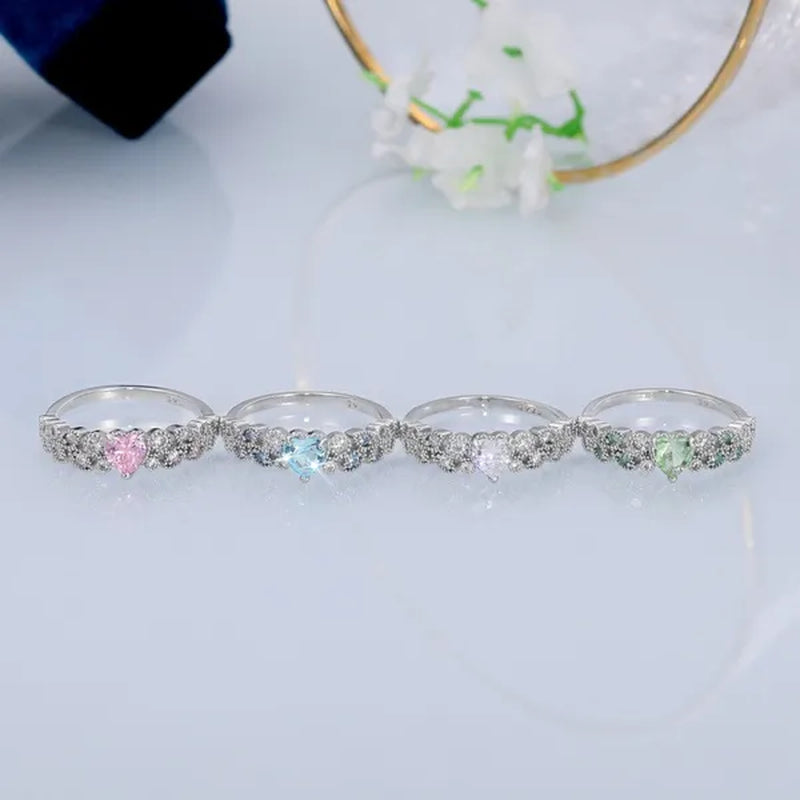 Exquisite Heart Shape White Sapphire Silver Plated Lab Diamond Ring for Women Romantic Wedding Eternity Jewelry Lover Birthday Gift