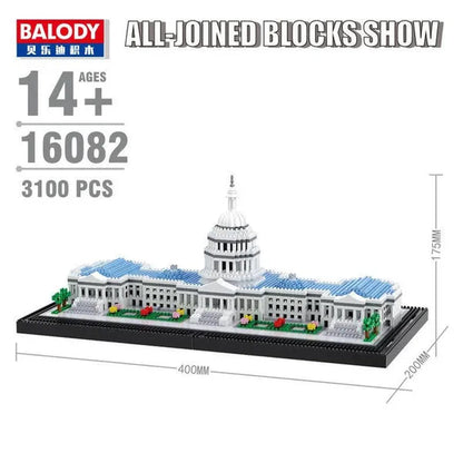 World Architecture Building Blocks Set Landmarks Diamond Blocks Toys (Height 20-40cm) Saint Basil's Cathedral, Big Ben, Taj Mahal, White House, Louvre Museum, Arc de Triomphe, London Bridge