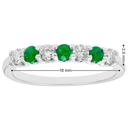 Emerald & 0.28 CT. T.W. Diamond Band in 14K White Gold