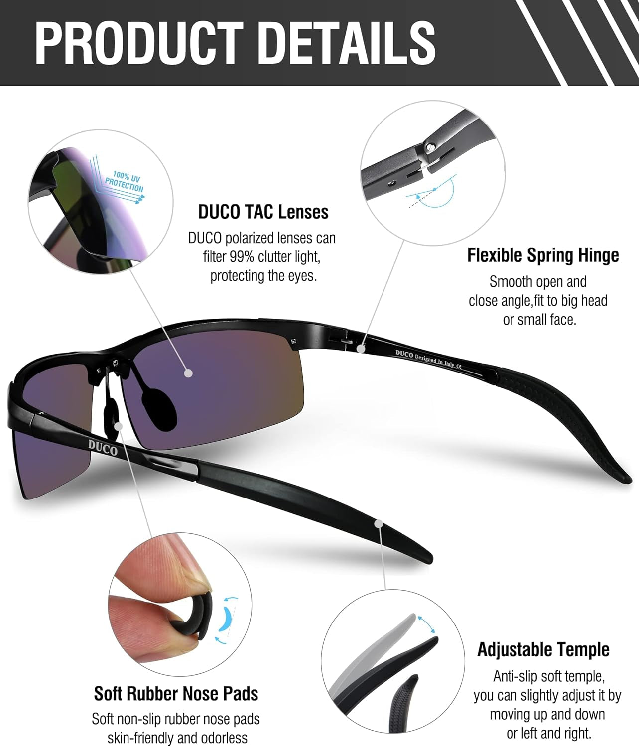 Mens Sports Polarized Sunglasses UV Protection Sunglasses for Men 8177S