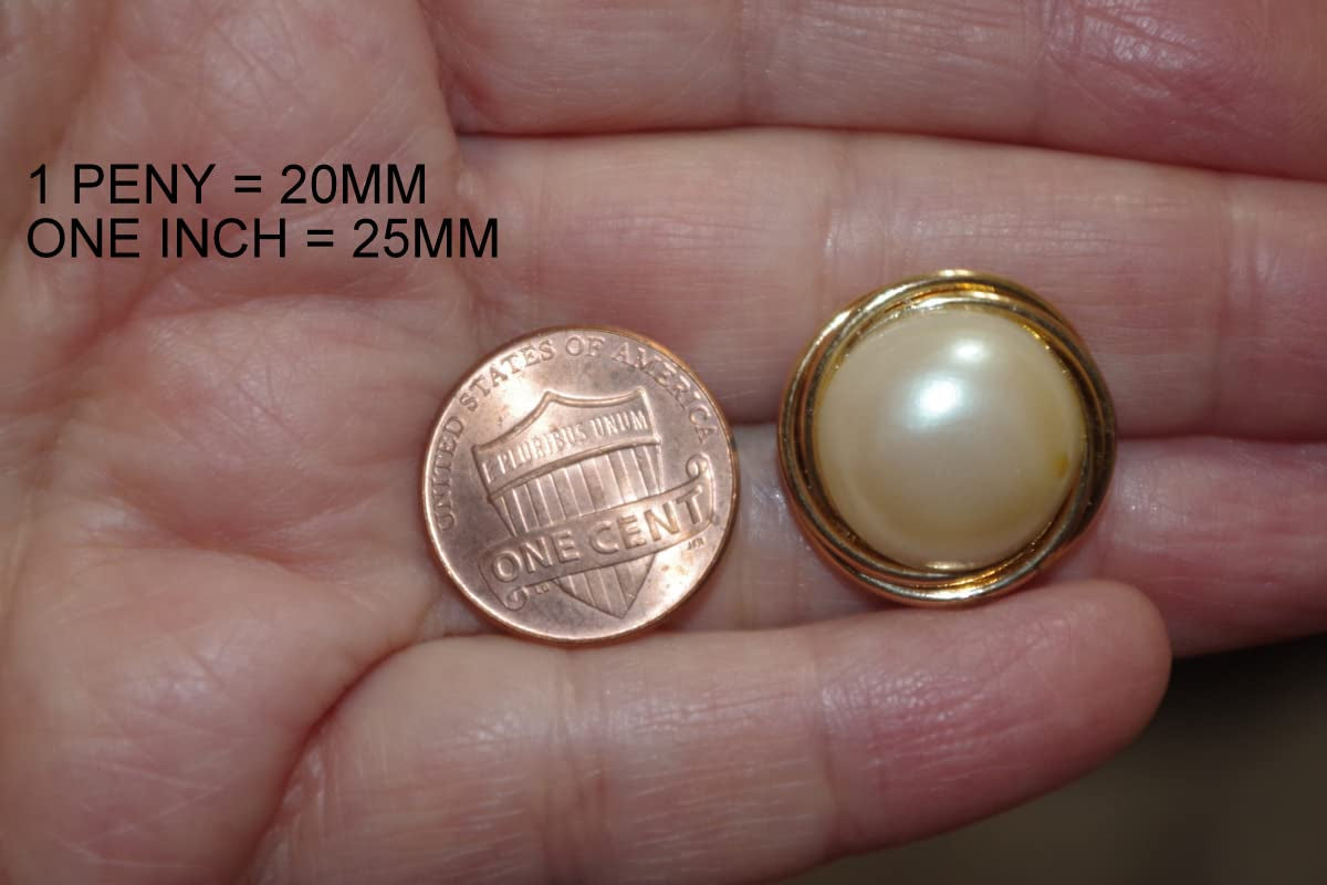 In Memory of Ruth Bader RBG Majorca Golden Pearl round Dome 19 MM Stud Earrings 14K Gold Filled Made by Hobe Company