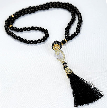 Muslim Prayer Rug Islam and Beads, Kaabe Design Box Eid Ramadan Gifts Islamic Set Carnal Salah Mat Taffeta Fabric Black Soft Prayer Mats Men and Women (Black)