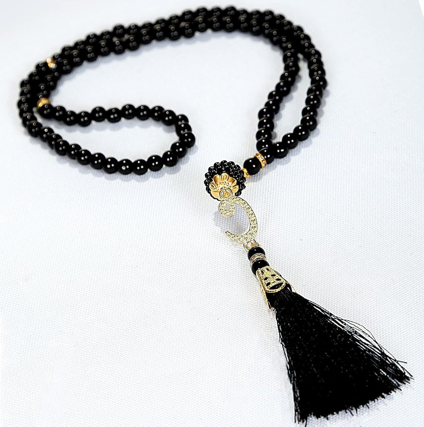 Muslim Prayer Rug Islam and Beads, Kaabe Design Box Eid Ramadan Gifts Islamic Set Carnal Salah Mat Taffeta Fabric Black Soft Prayer Mats Men and Women (Black)