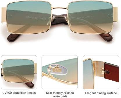 Retro Fashion Rectangle Sunglasses Womens Mens Vintage Trendy Square Shades SJ1162