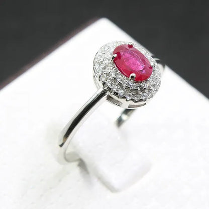 0.5 ct natural ruby engagement ring for woman 4 mm*6 mm SI grade ruby silver ring solid 925 sterling silver ruby wedding jewelry