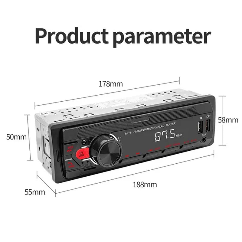 UNITOPSCI 12V 1DIN In-Dash Car Radio Stereo Autoradio Bluetooth Digital Audio Music Car Radio MP3 Player with Remote Control Bluetooth/Fm/Usb/Sd/Aux-In Colorful Lights