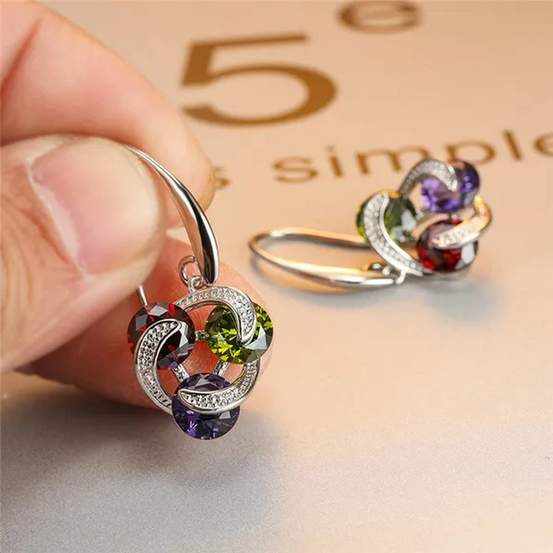 2020 New Fashion Mysterious Amethyst Peridot Ruby Drop Pendant Earrings Sterling Silver 925 Chic Diamond Charm Jewelry Surprise Gift