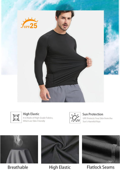 4/5 Pack Workout Compression Shirts Men Long/Short Sleeve Rash Guard Athletic Undershirt Gear T Shirt for Sports