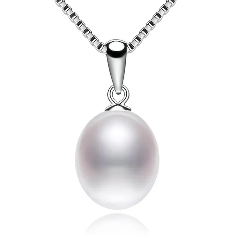 Classic 925 Sterling Silver Chain with Natural Cultured Pearl Pendant Necklace for Women Fine Jewelry Gifts FEIGE - WORLD TIME VISITS