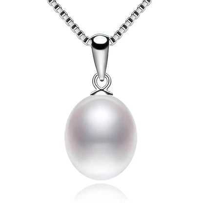 Classic 925 Sterling Silver Chain with Natural Cultured Pearl Pendant Necklace for Women Fine Jewelry Gifts FEIGE - WORLD TIME VISITS
