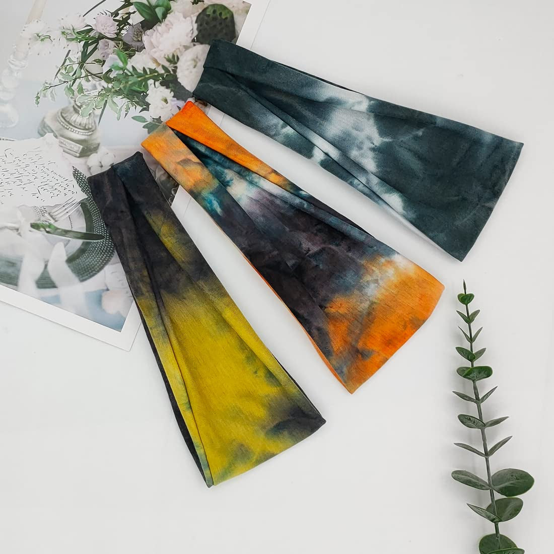 Headbands for Women Workout Wide Headband Yoga Head Bands for Women'S Hair Accessories Fashion Band Tie Dye 6 Pack
