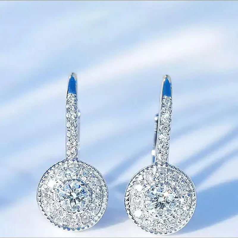 Trendy Micro Pave Diamond Drop Earring for Women Romantic Engagement Wedding Jewelry Lover Birthday Gift