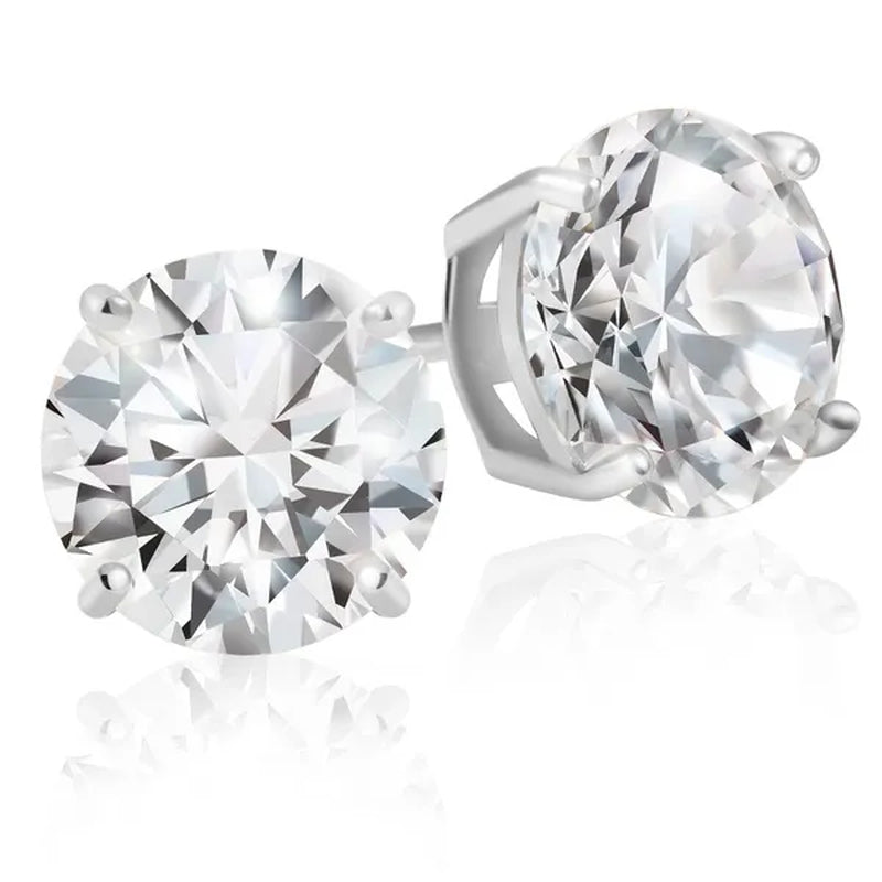 Sterling Silver Cubic Zirconia Stud Earrings 3 Carat Weight CZ- Lusoro