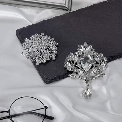 4 Pcs Women'S Rhinestone Brooches Flower Crystal Pins Vintage Brooches for Banquet Wedding Graduation Bridal Shower Gift Jewelry Supplies