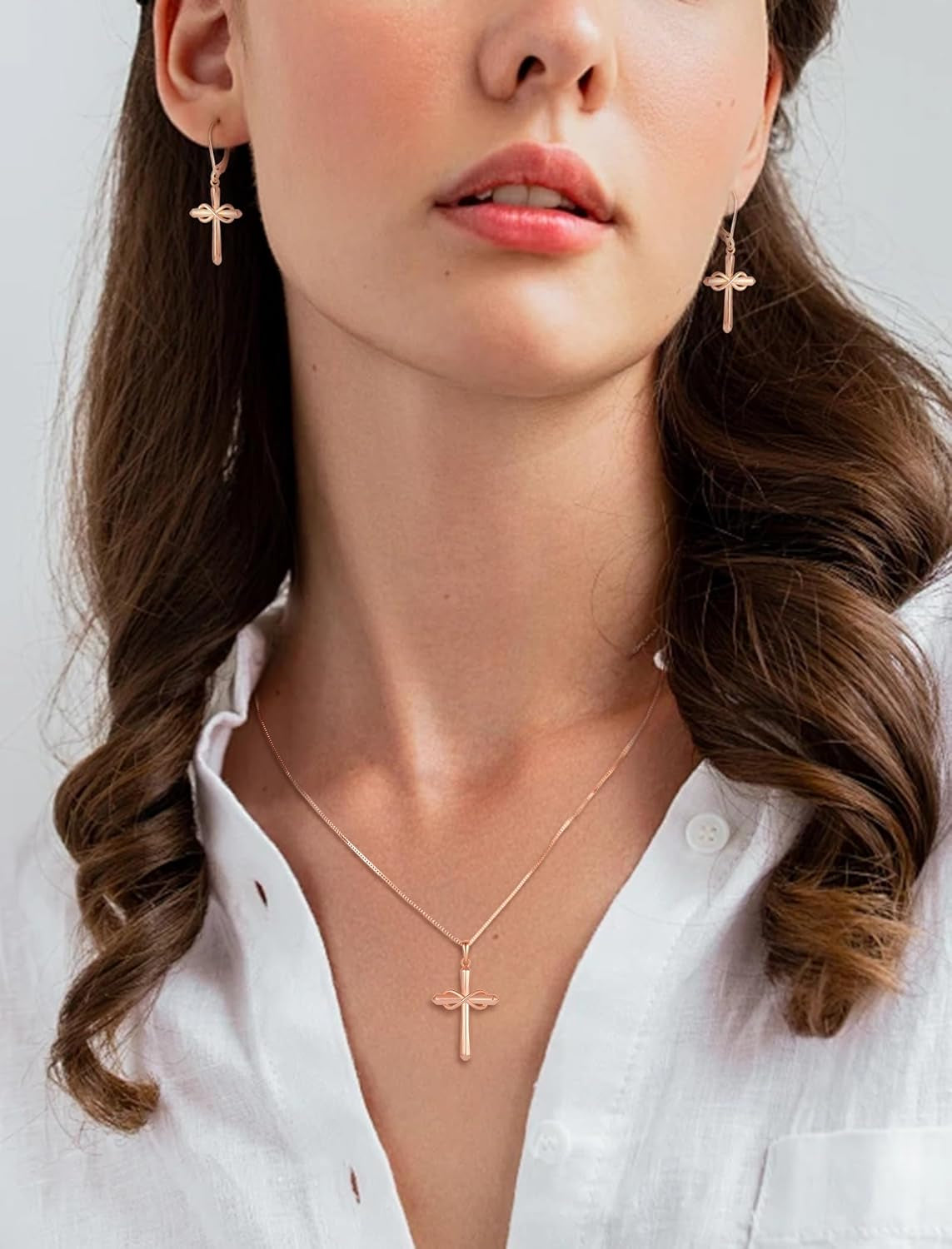 Infinity Cross Necklace for Women 925 Sterling Silver Polished Cross Pendant Crucifix Jewelry Gifts - WORLD TIME VISITS