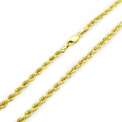 10K Yellow Gold 3Mm Diamond Cut Rope Chain Lightweight Necklace, Mens Womens Jewelry 16" - 30"