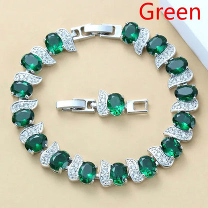925 Silver Bracelet Multi-Color Zircon Bracelet Health Fashion Jewelry for Women 12 Colors Gemstone