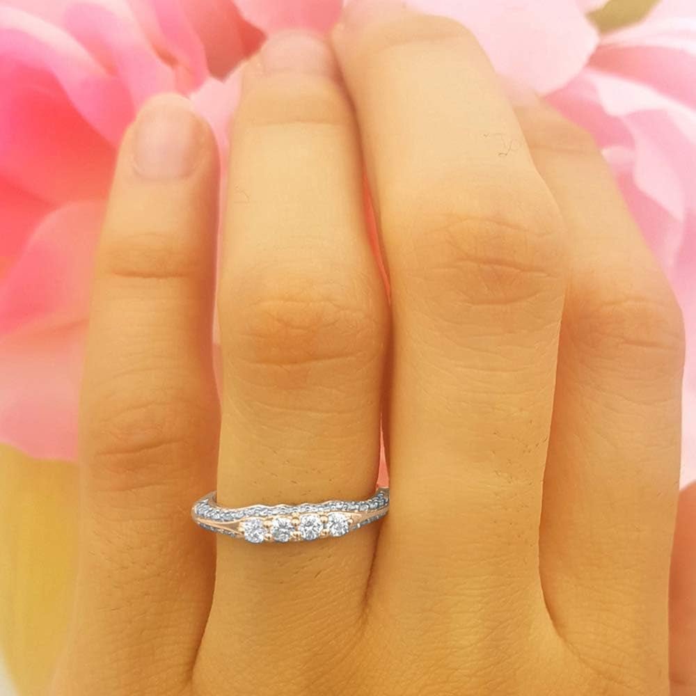 0.50 Carat (Ctw) round White Diamond Ladies Stackable Wedding Ring 1/2 CT, 14K Gold