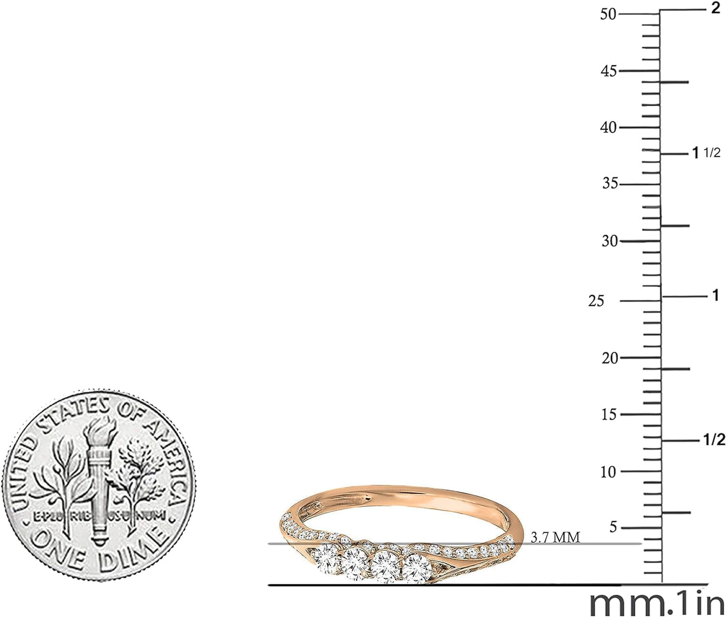 0.50 Carat (Ctw) round White Diamond Ladies Stackable Wedding Ring 1/2 CT, 14K Gold