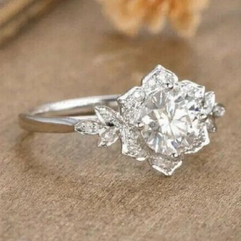 Flower Rings for Women Jewelry Cubic Zircon Ring Girl Daily Casual Fashion Accessories - WORLD TIME VISITS